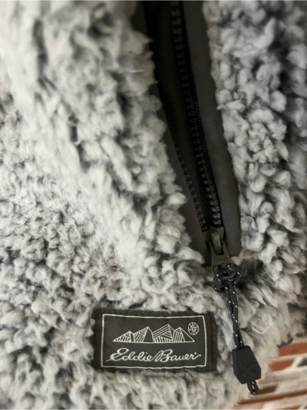 EDDIE BAUER Gray Fireside Plush Sherpa Half-Zip Pullover Hoodie M NWOT - Picture 7 of 11